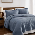 Load image into Gallery viewer, 100% Cotton Ruffled Quilt Set with Diamond Pattern