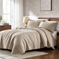 Load image into Gallery viewer, 100% Cotton Ruffled Quilt Set with Diamond Pattern