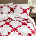 Load image into Gallery viewer, 100% Cotton Vintage Farmhouse Block Print Quilt (Red/Blue)