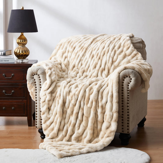 Fluffy Faux Fur Throw Blanket