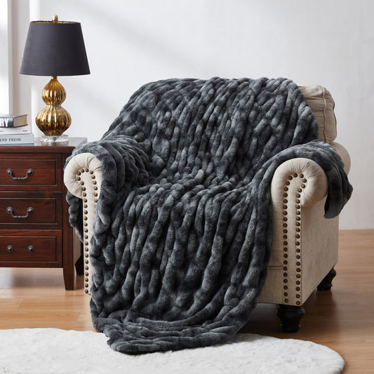 Fluffy Faux Fur Throw Blanket