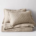 Load image into Gallery viewer, 100% Cotton Ruffled Quilt Set with Diamond Pattern
