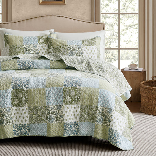 100% Cotton Vintage Farmhouse Floral Quilt Set