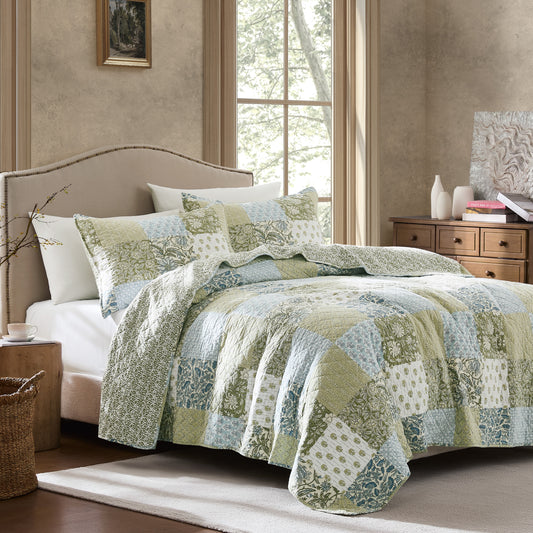 100% Cotton Vintage Farmhouse Floral Quilt Set