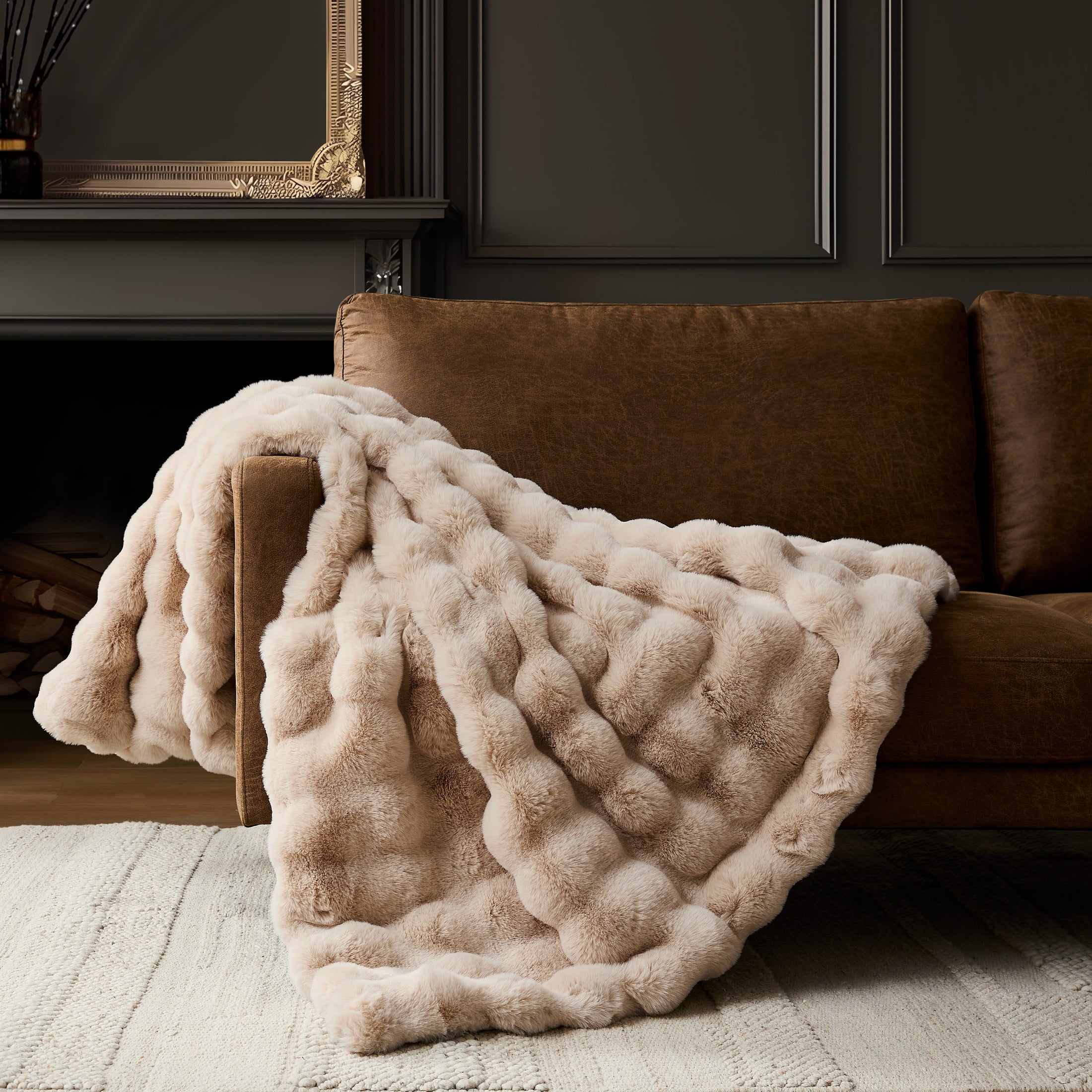 Faux Fur Leopard Blanket