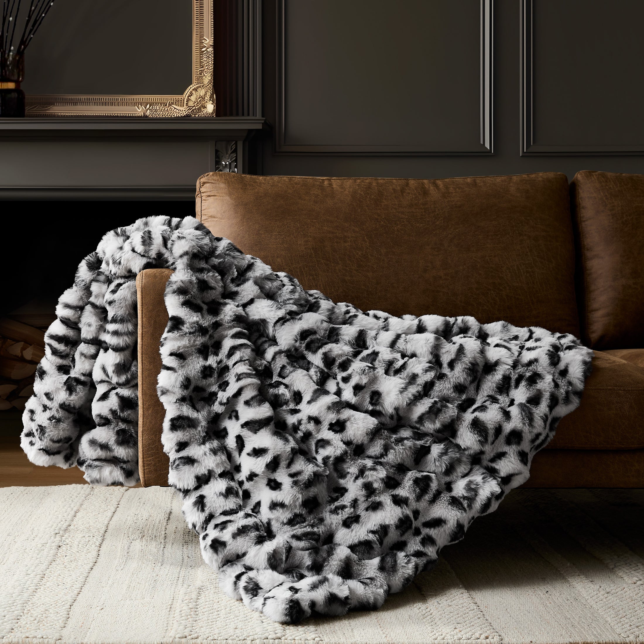 Faux Fur Leopard Blanket
