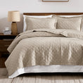 Load image into Gallery viewer, 100% Cotton Ruffled Quilt Set with Diamond Pattern
