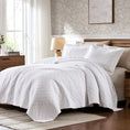 Load image into Gallery viewer, 100% Cotton Ruffled Quilt Set with Diamond Pattern
