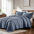 Load image into Gallery viewer, 100% Cotton Ruffled Quilt Set with Diamond Pattern

