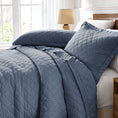 Load image into Gallery viewer, 100% Cotton Ruffled Quilt Set with Diamond Pattern
