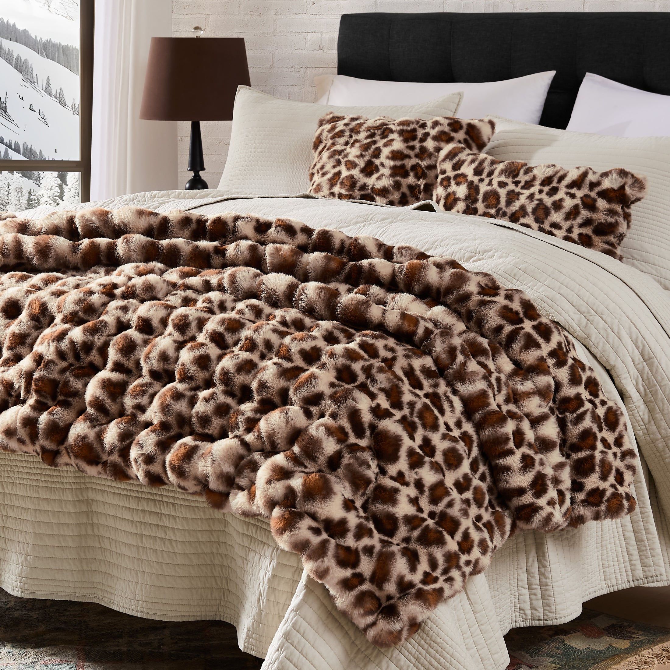 Faux Fur Leopard Blanket