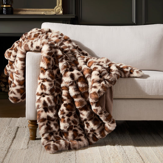 Faux Fur Leopard Blanket