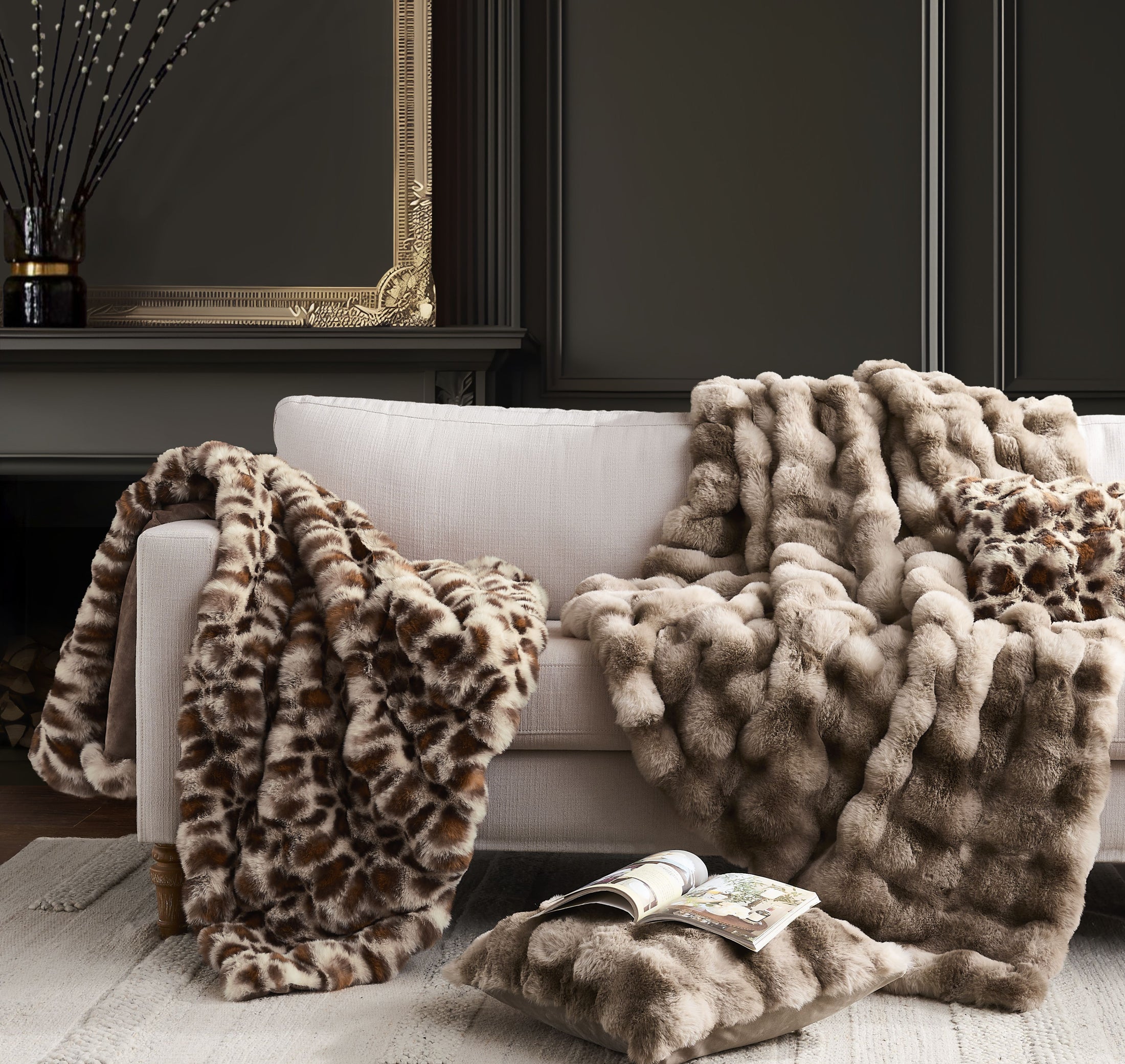 Faux Fur Leopard Blanket
