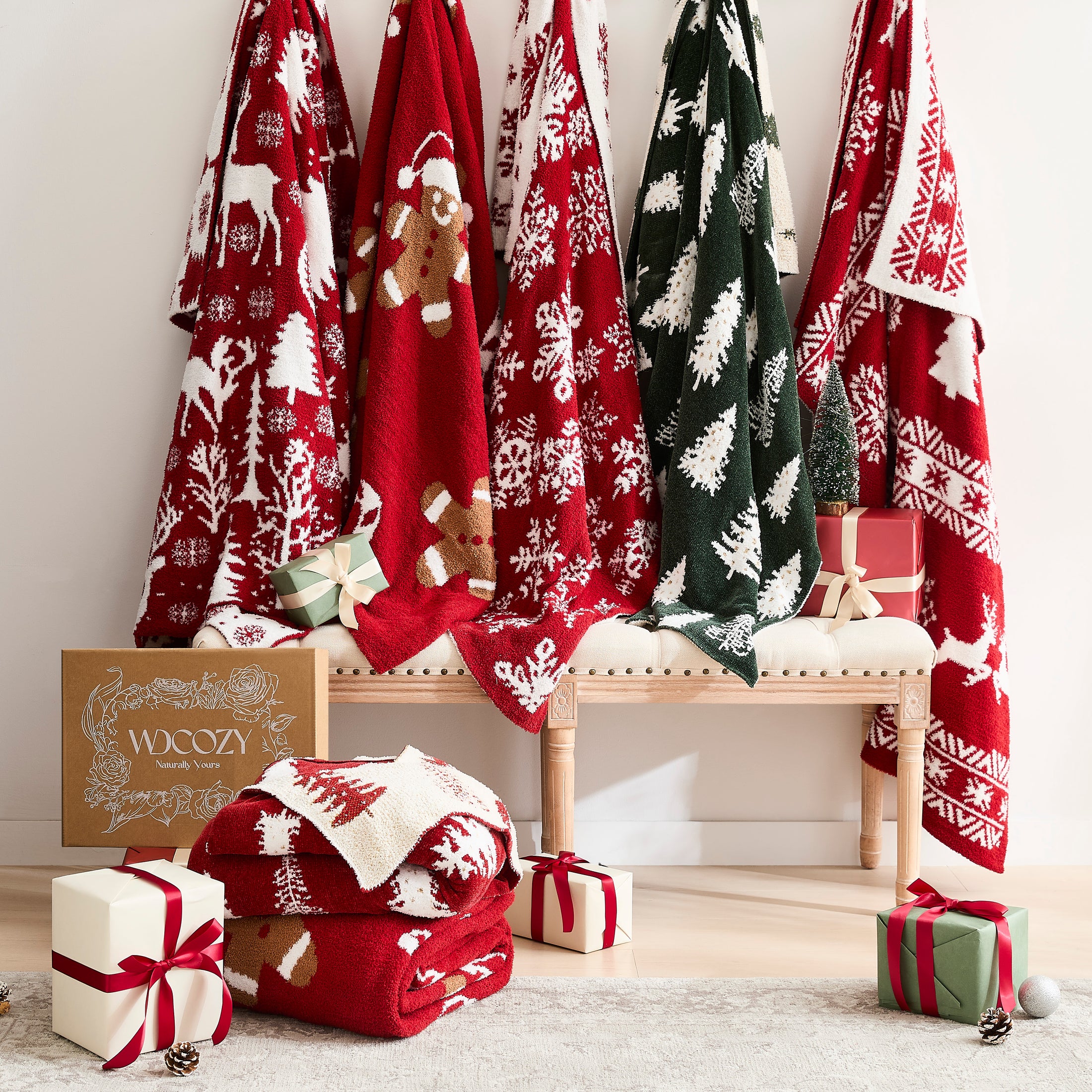 Reversible Christmas Knit Blanket