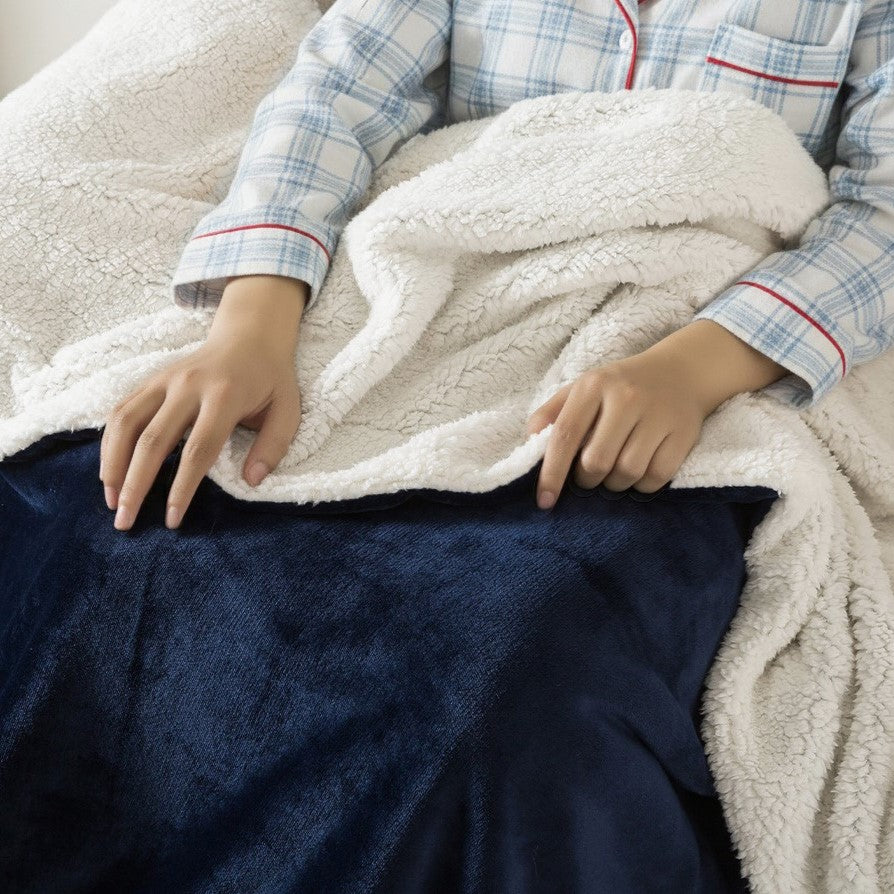 Reversible Sherpa Fleece Throw Blanket
