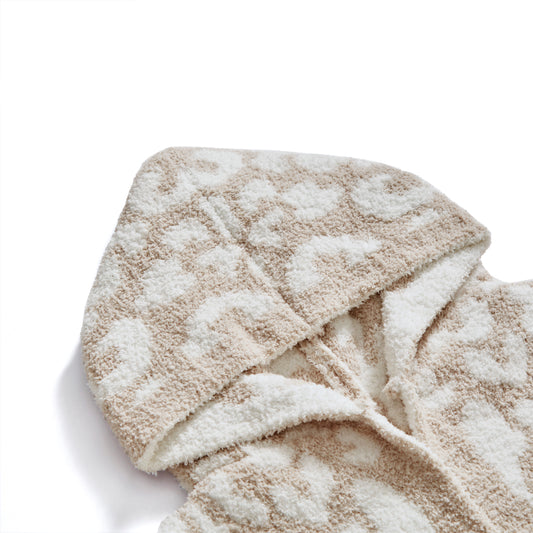 Wearable Hoodie Blanket-Leopard/Beige
