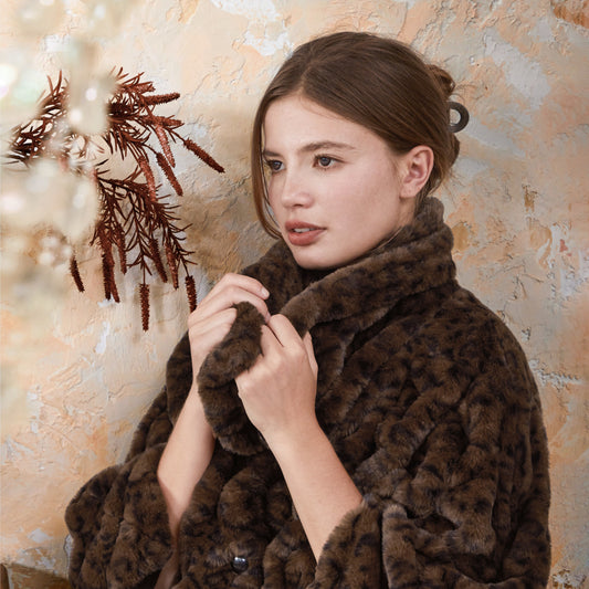 Faux Fur Wearable Blanket Poncho