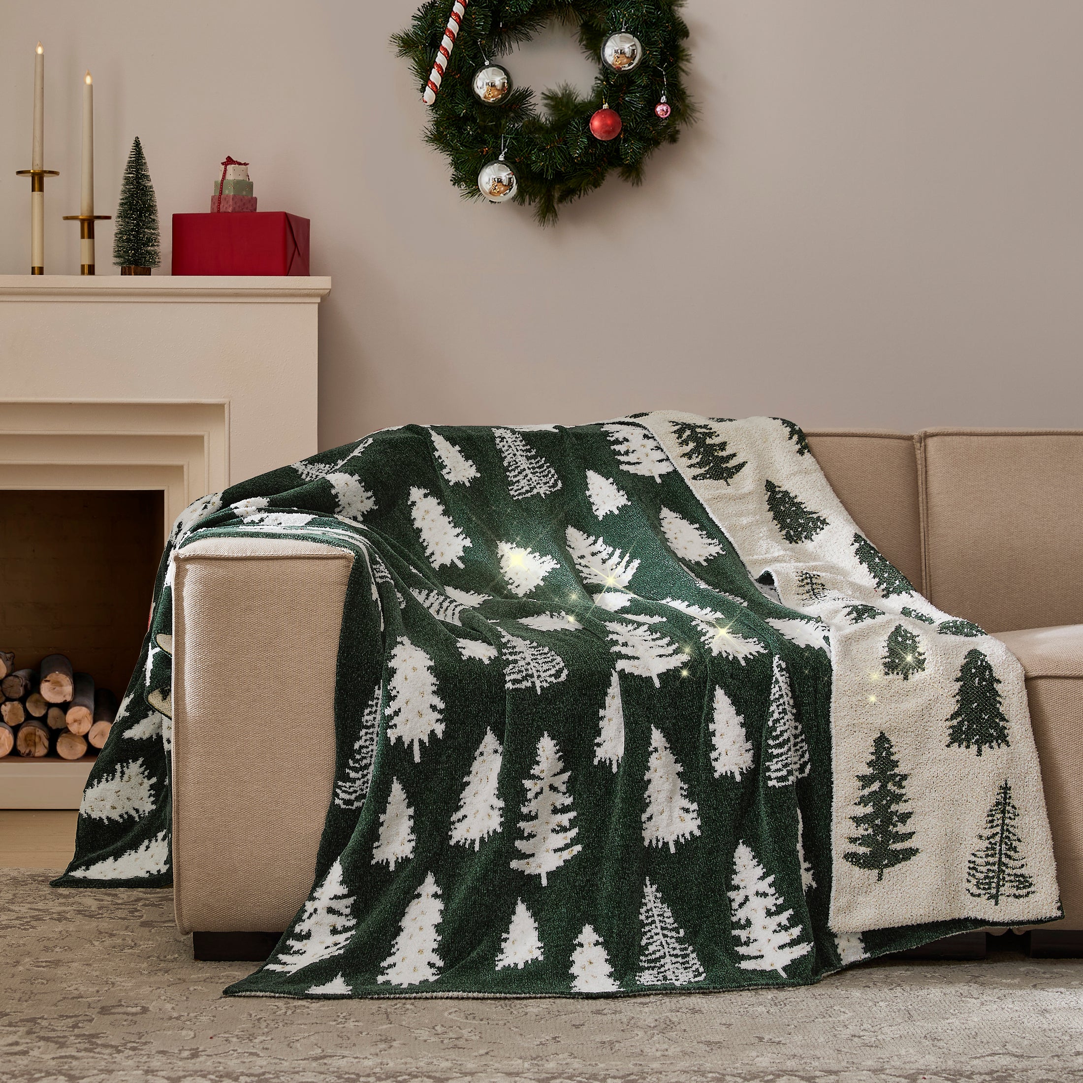 Christmas Tree Reversible Chenille Throw Blanket