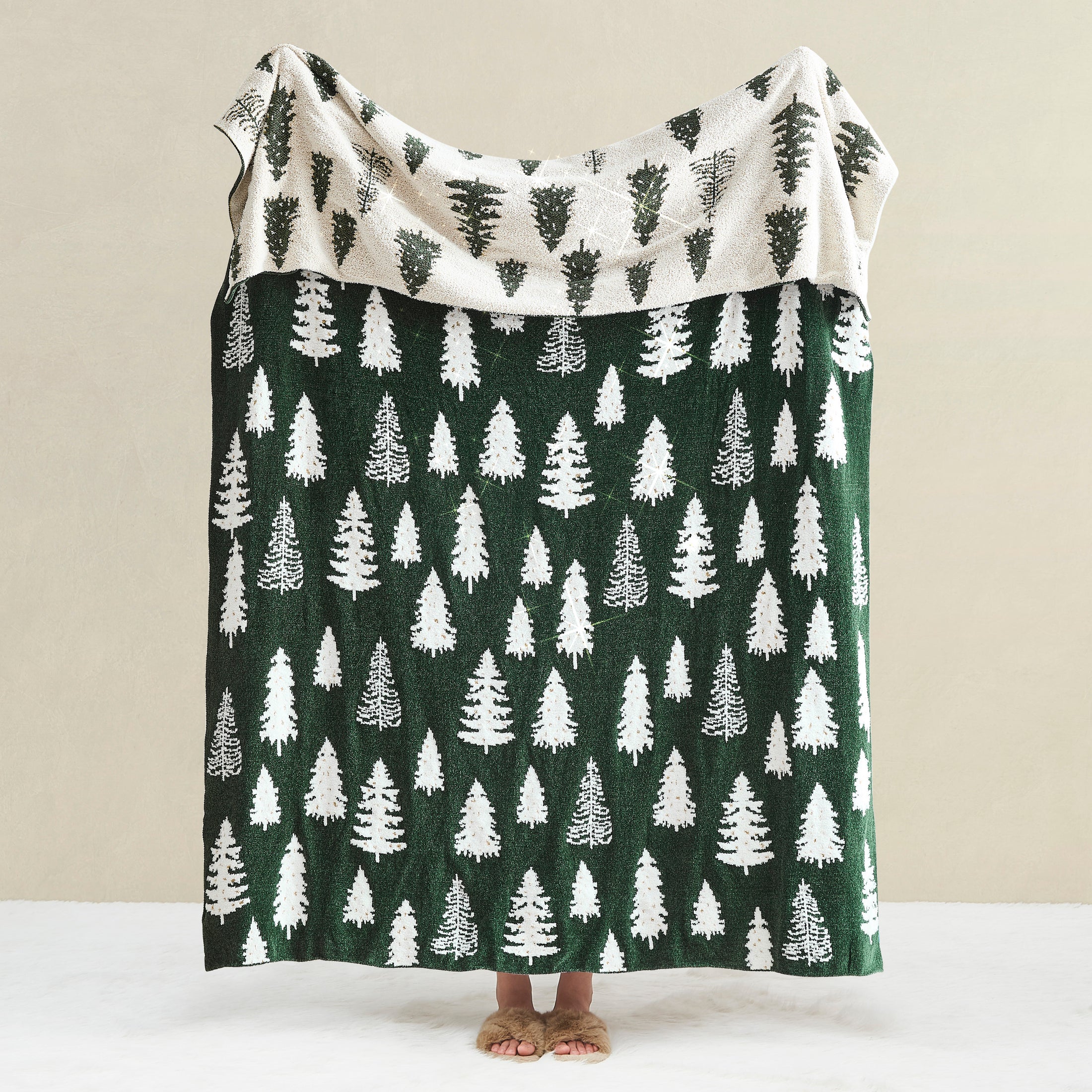 Christmas Tree Reversible Chenille Throw Blanket
