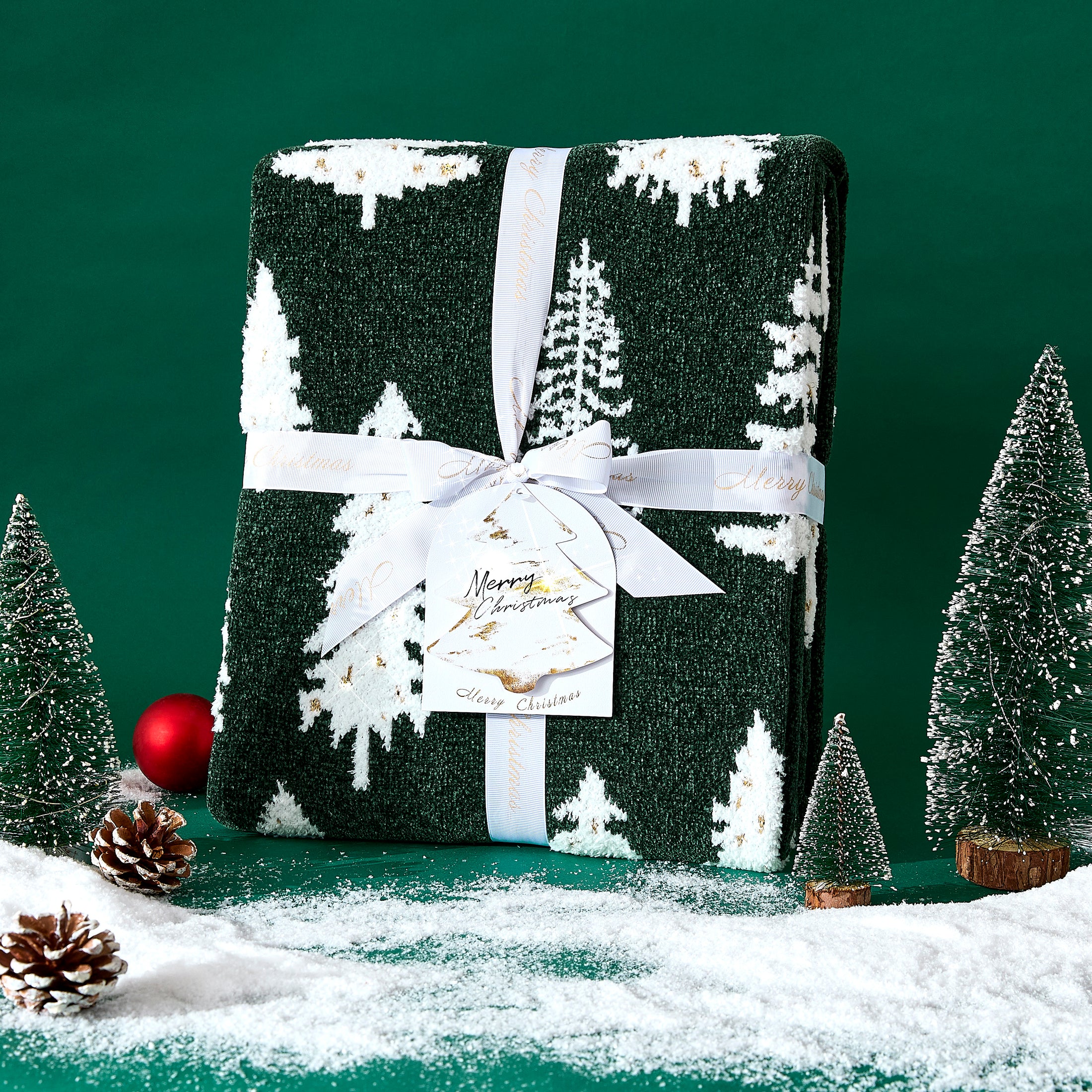 Christmas Tree Reversible Chenille Throw Blanket