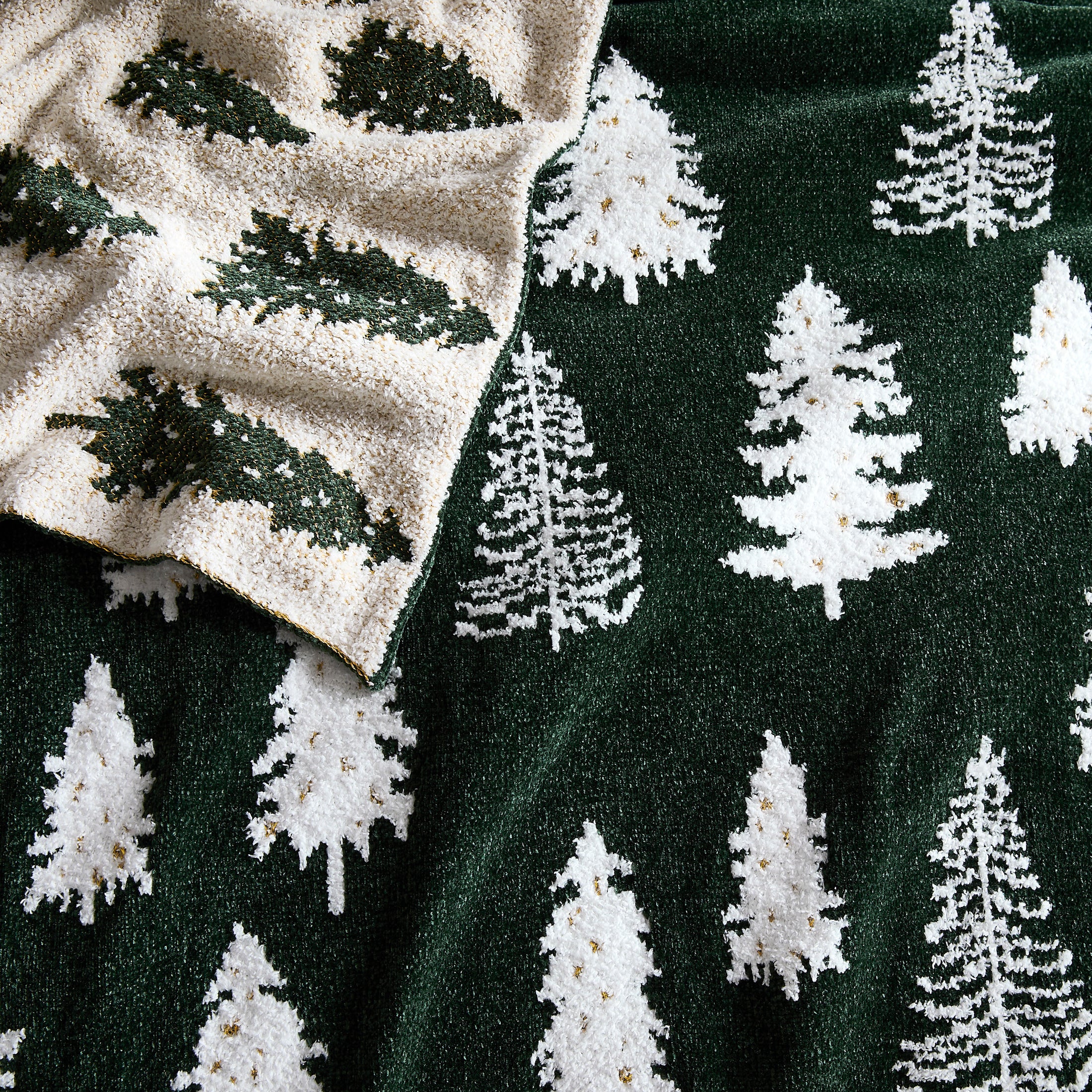 Christmas Tree Reversible Chenille Throw Blanket