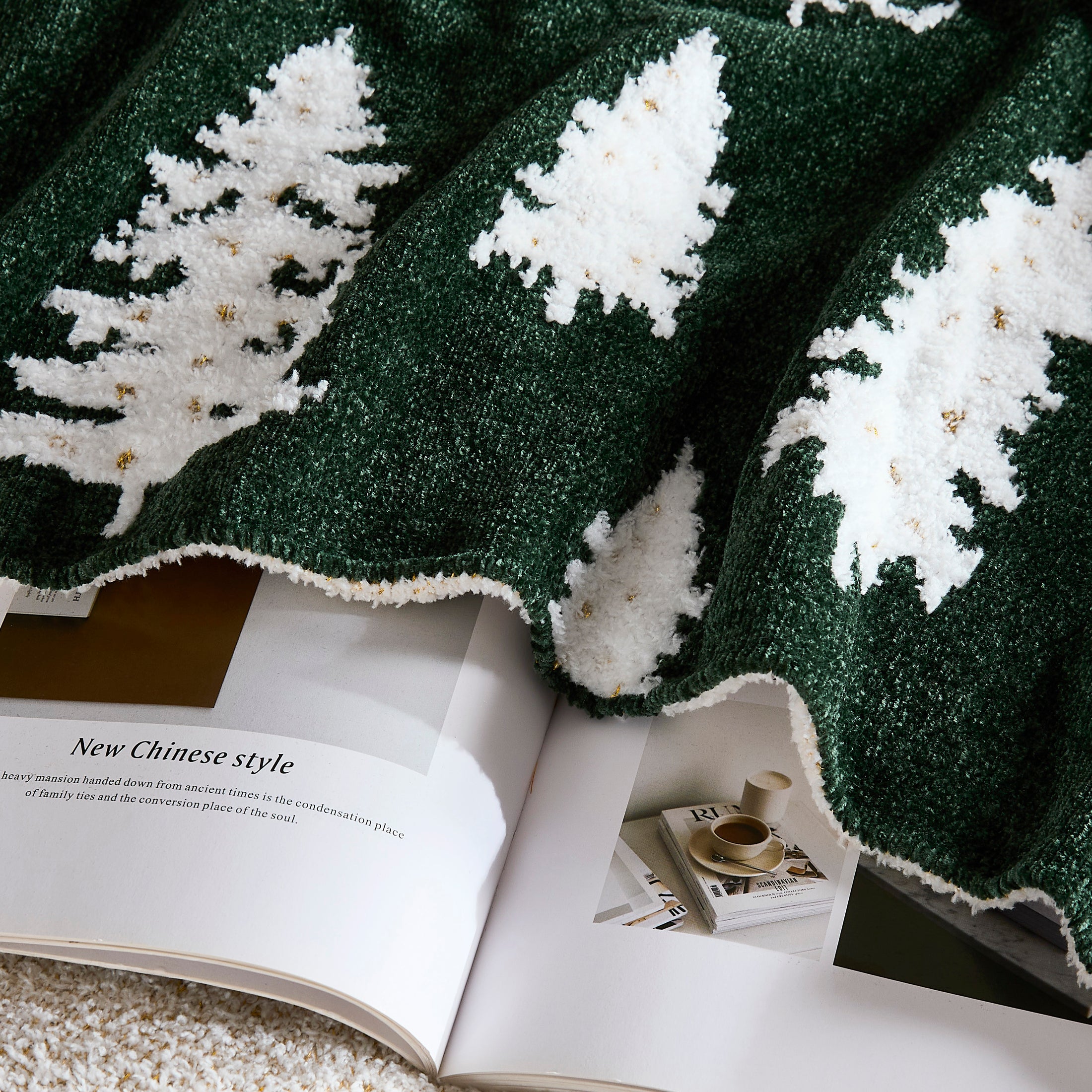 Christmas Tree Reversible Chenille Throw Blanket
