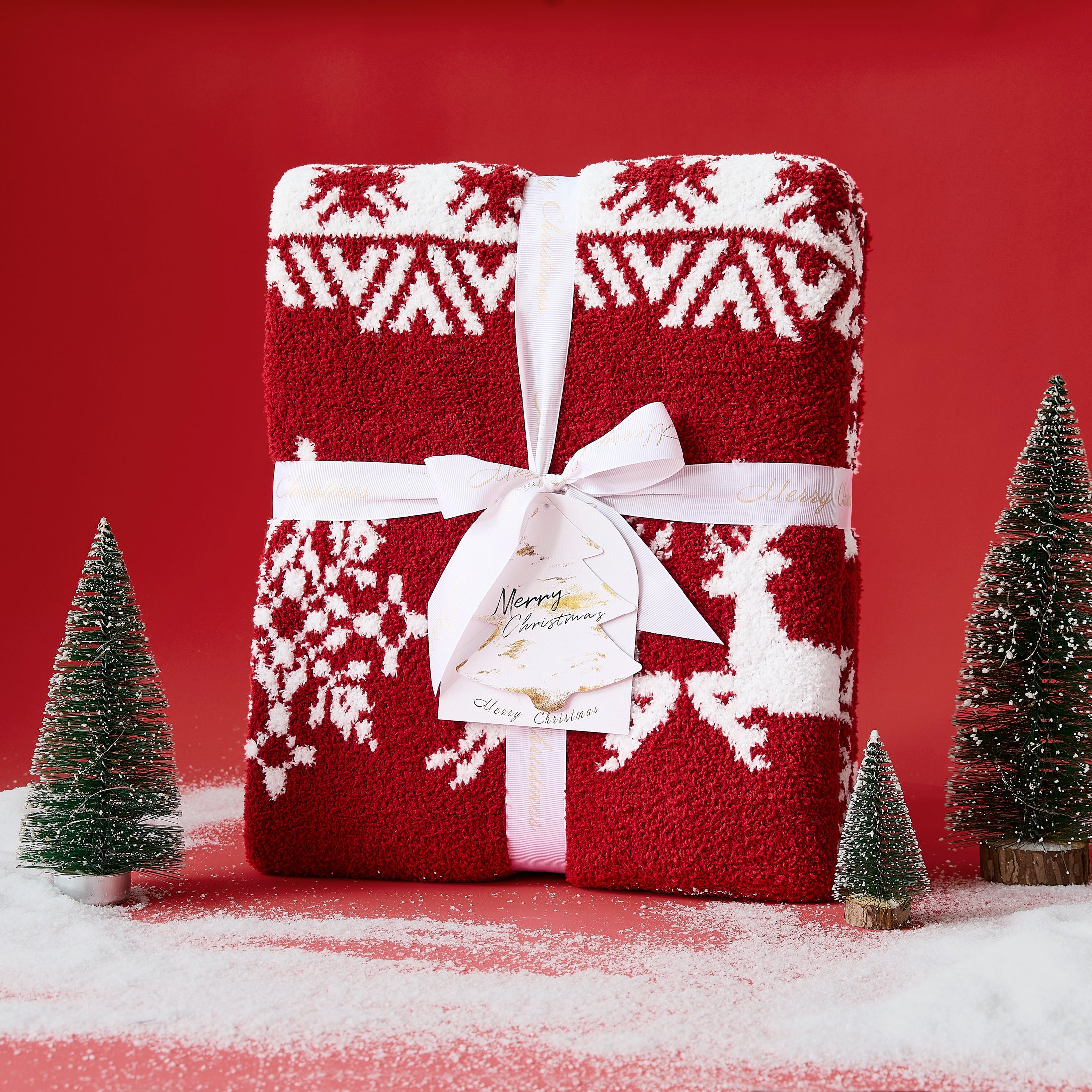 Reversible Christmas Knit Blanket