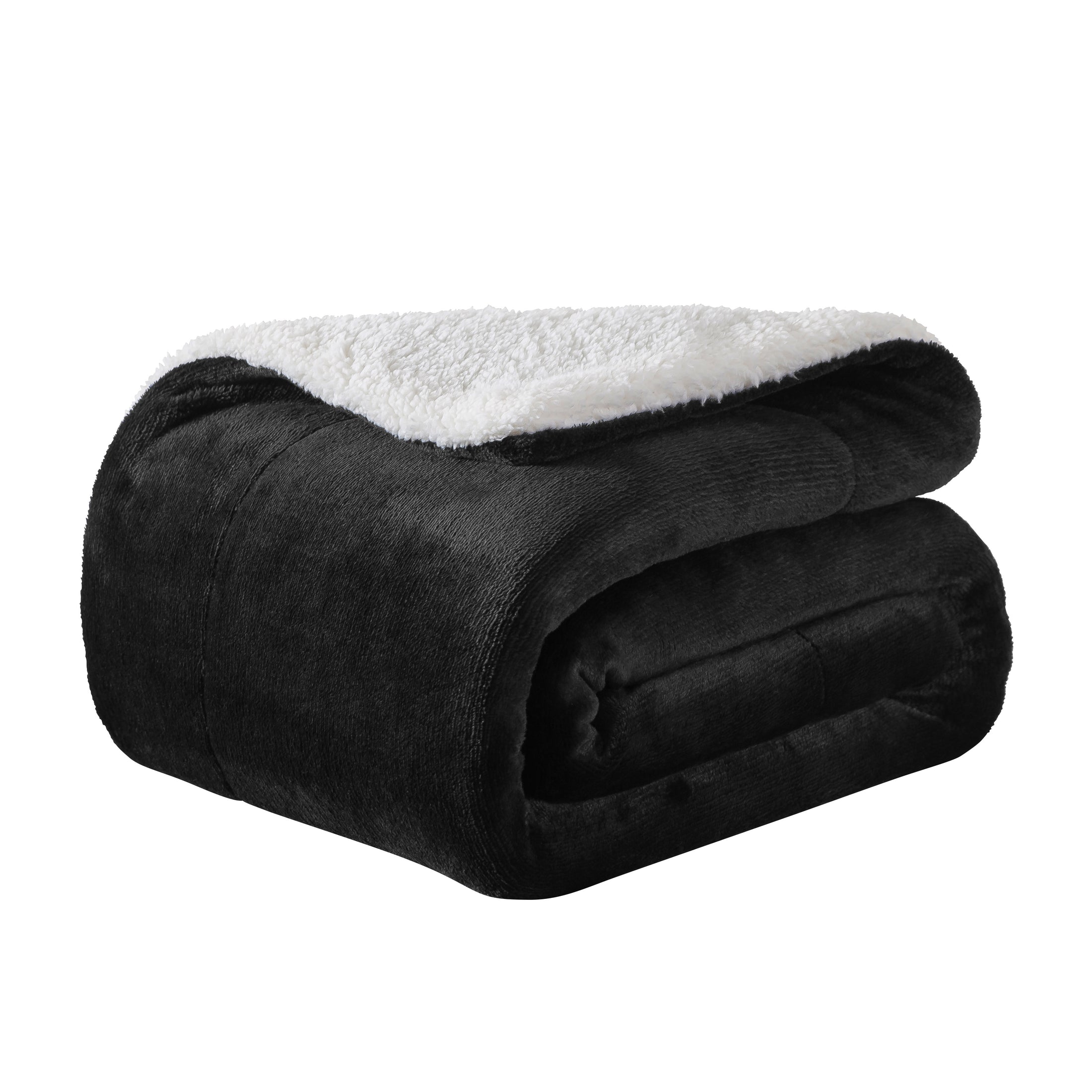 Reversible Sherpa Fleece Throw Blanket