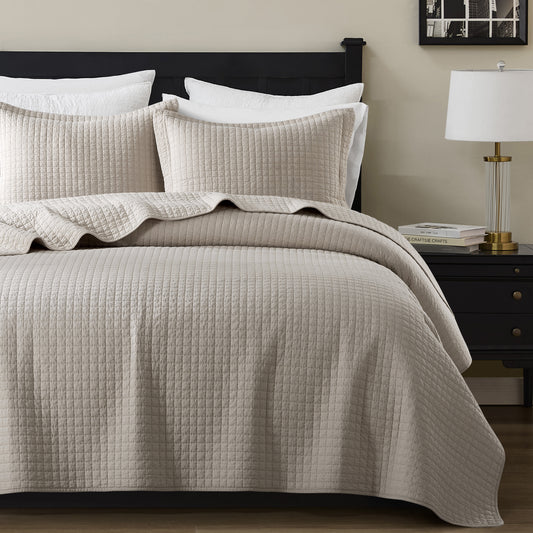 100% Cotton Box Quilt Lightweight Reversible Quit Set