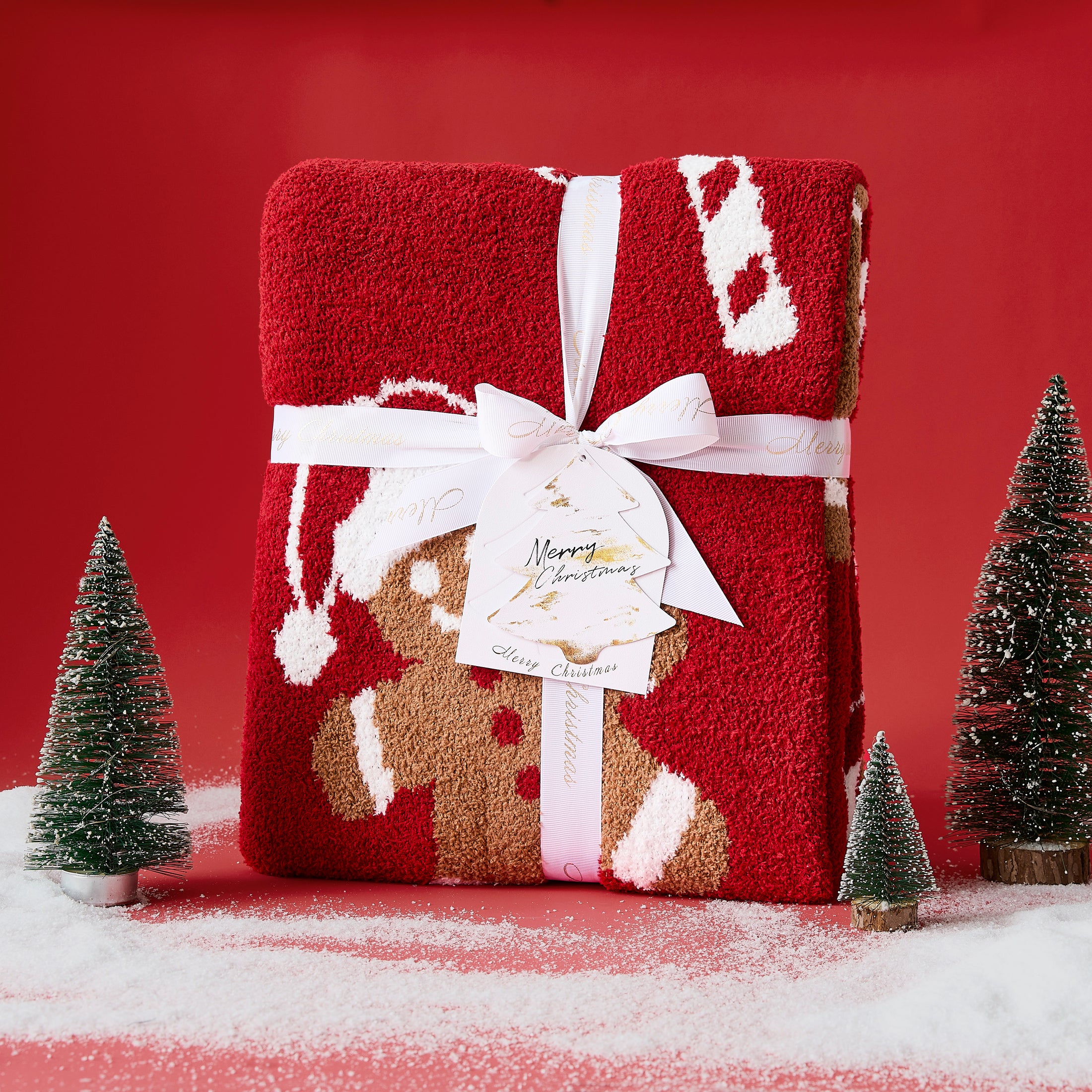 Reversible Christmas Knit Blanket