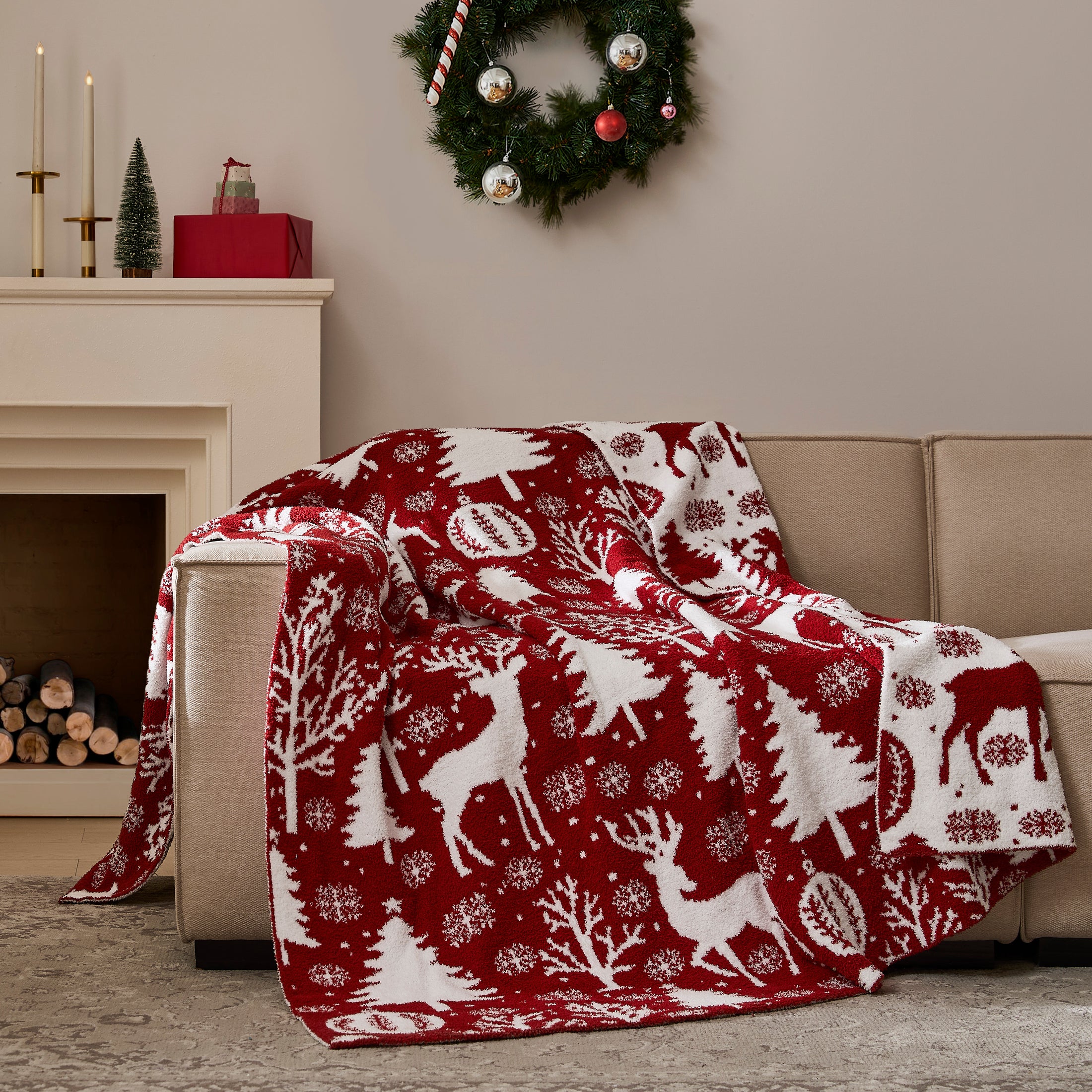 Reversible Christmas Knit Blanket