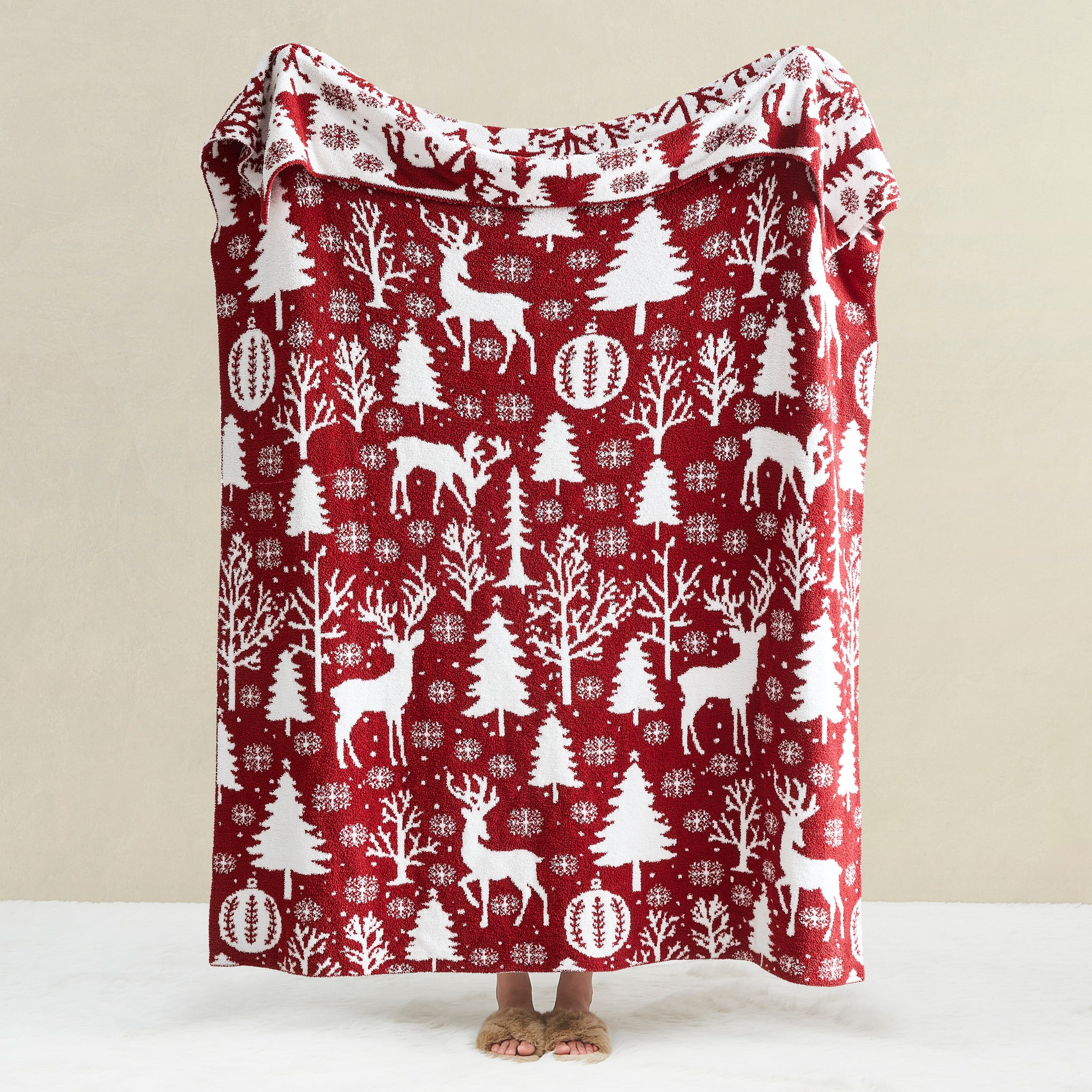 Reversible Christmas Knit Blanket
