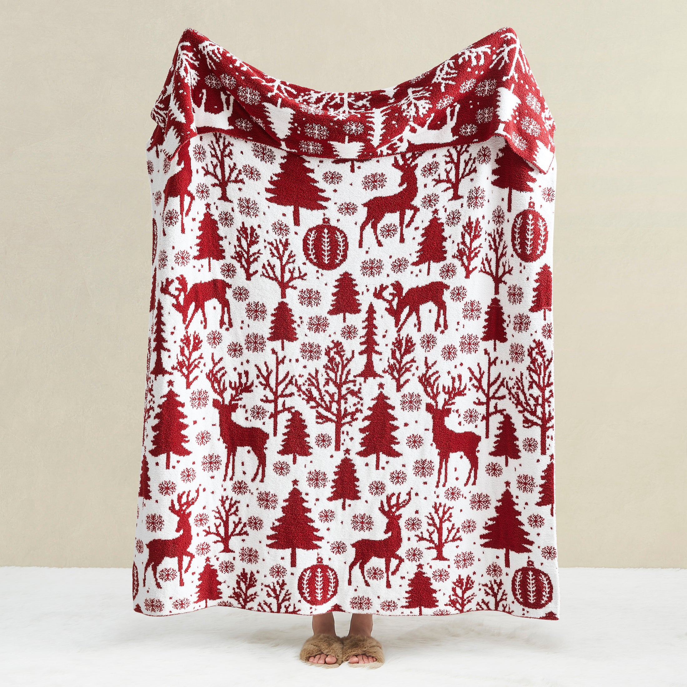 Reversible Christmas Knit Blanket