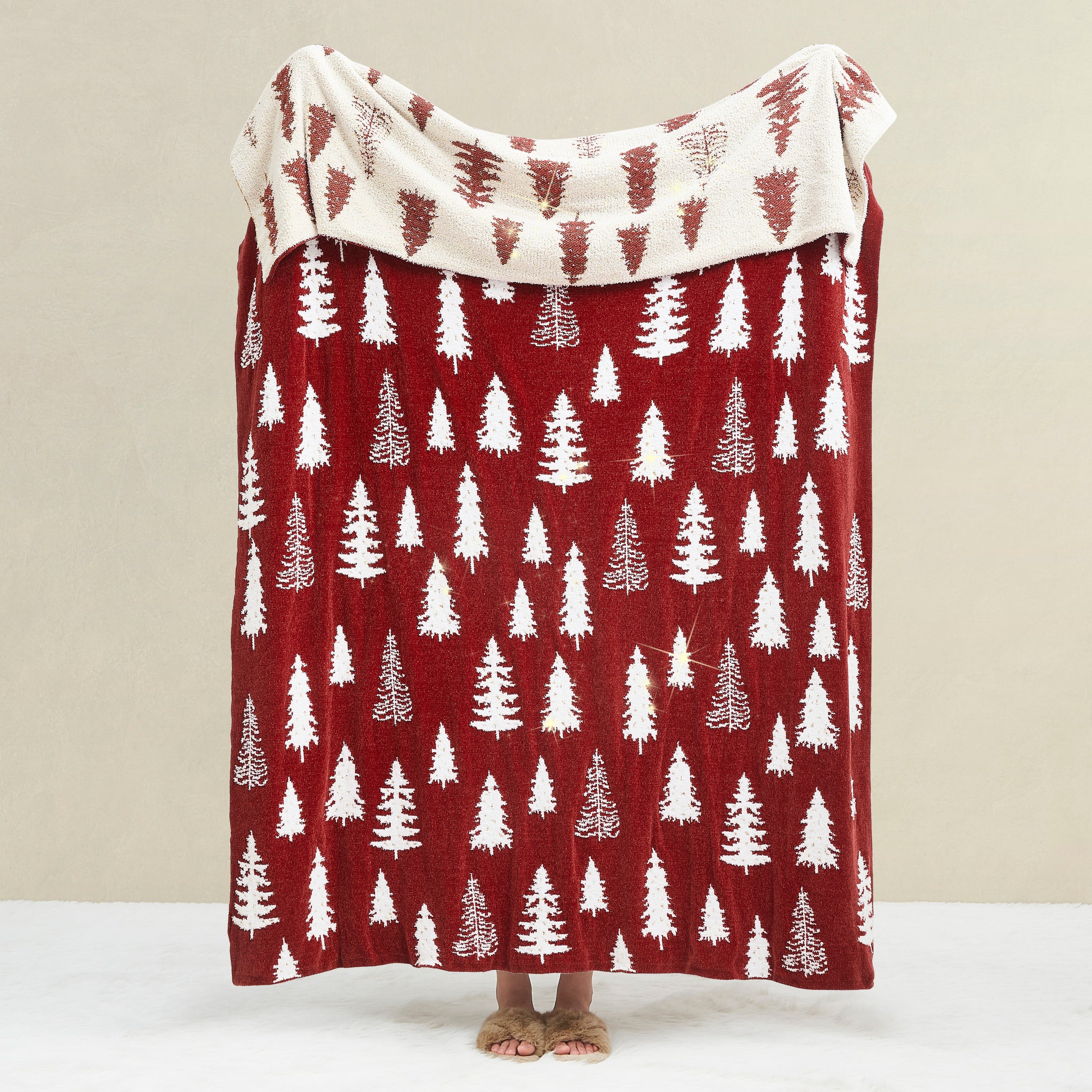 Christmas Tree Reversible Chenille Throw Blanket