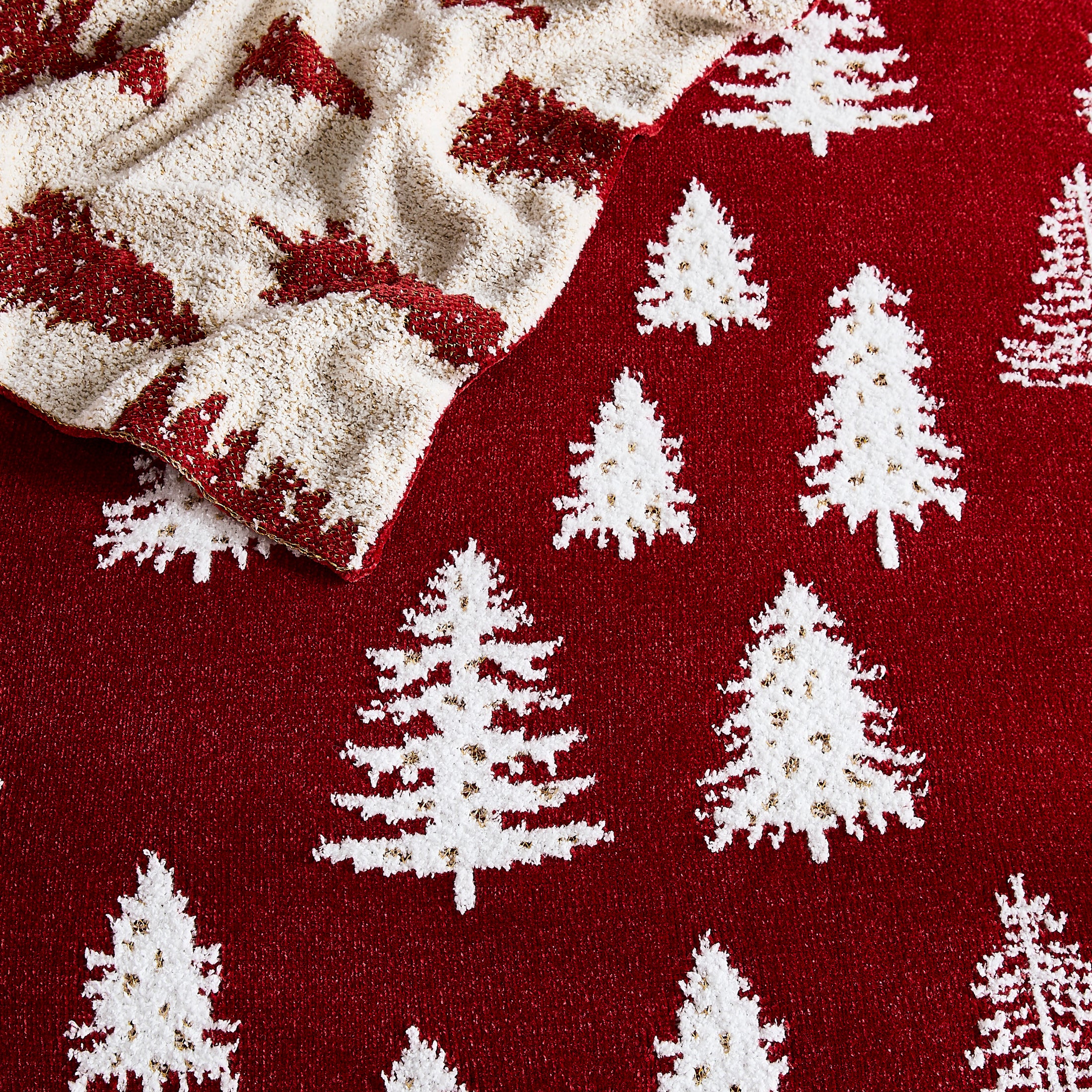 Christmas Tree Reversible Chenille Throw Blanket