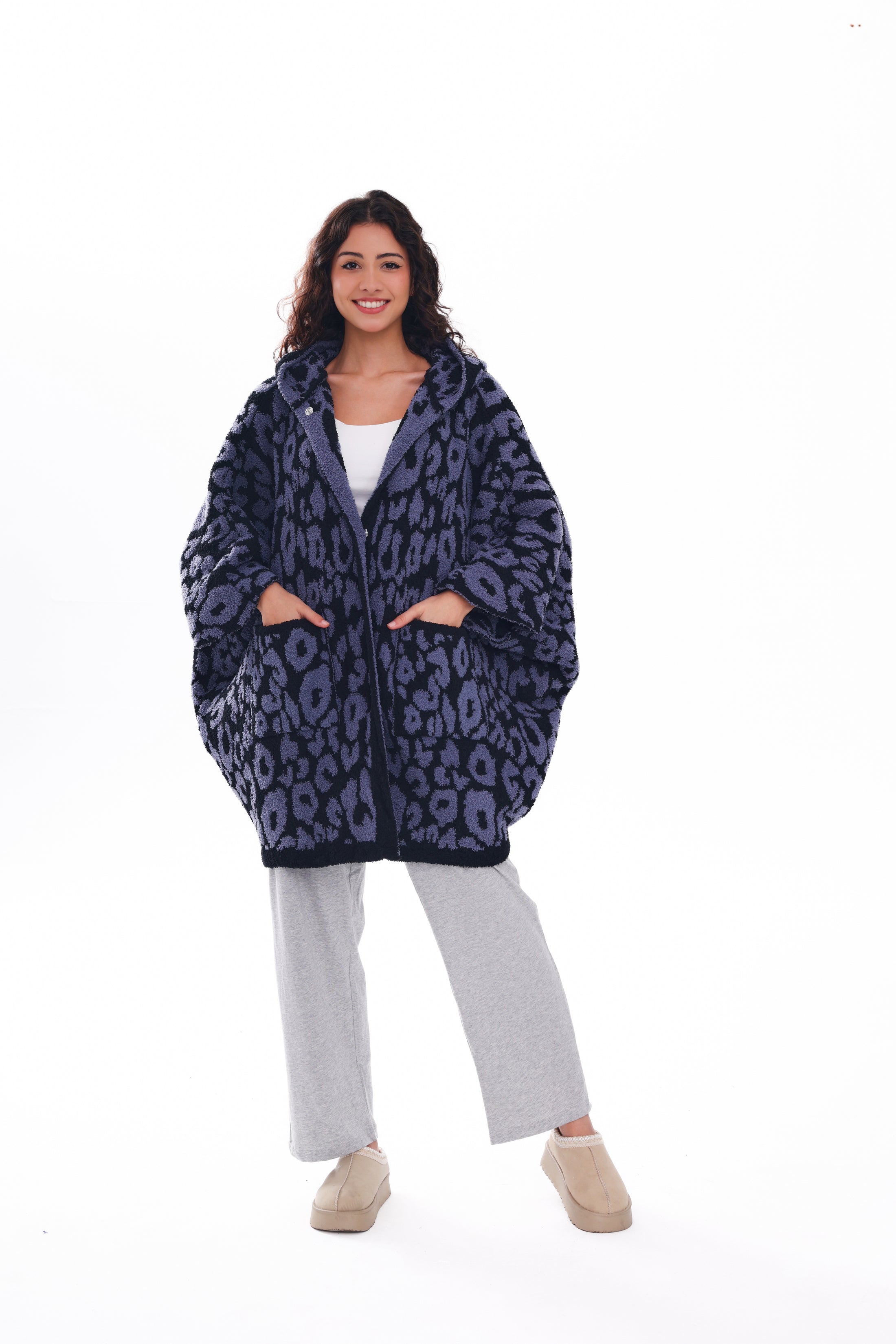 Wearable Hoodie Blanket-Leopard/Beige