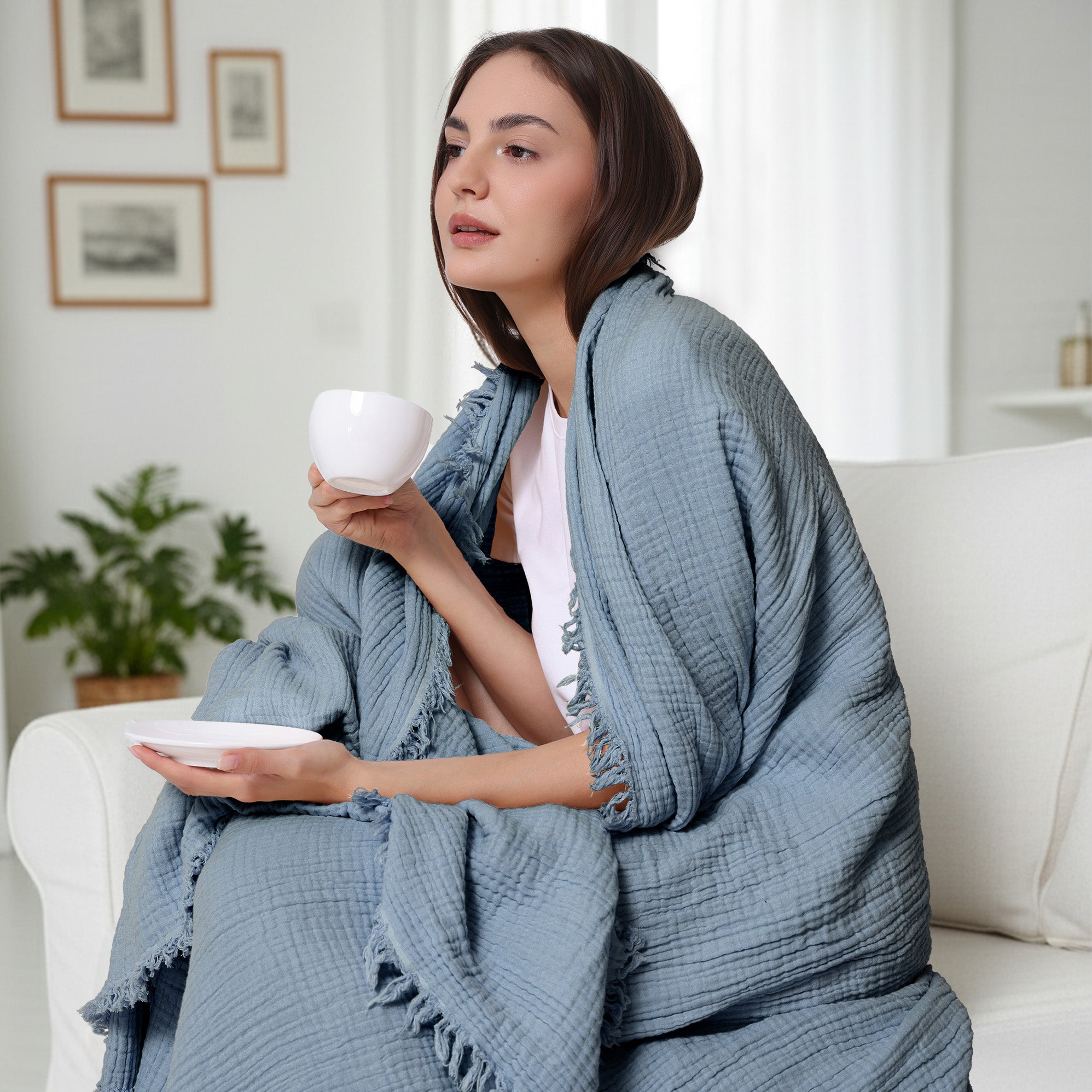 100% Cotton Muslin Throw Blanket