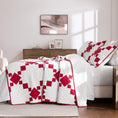 Load image into Gallery viewer, 100% Cotton Vintage Farmhouse Block Print Quilt (Red/Blue)
